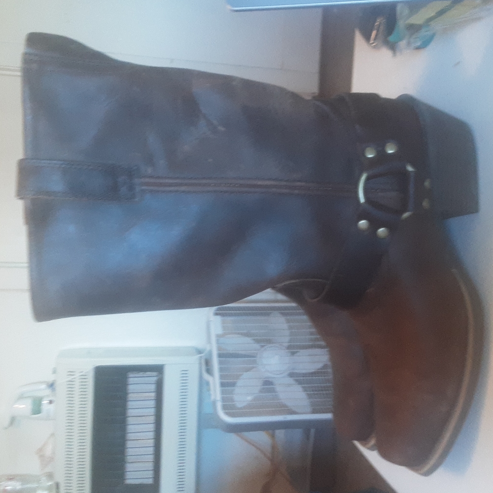 Justin Brown Leather Motorcycle Boots 10B